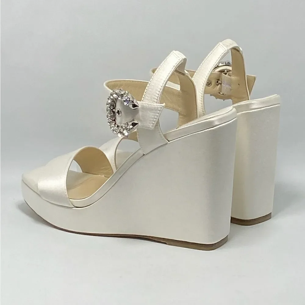 Jimmy Choo Mirabelle Satin Wedge Sandals size 38